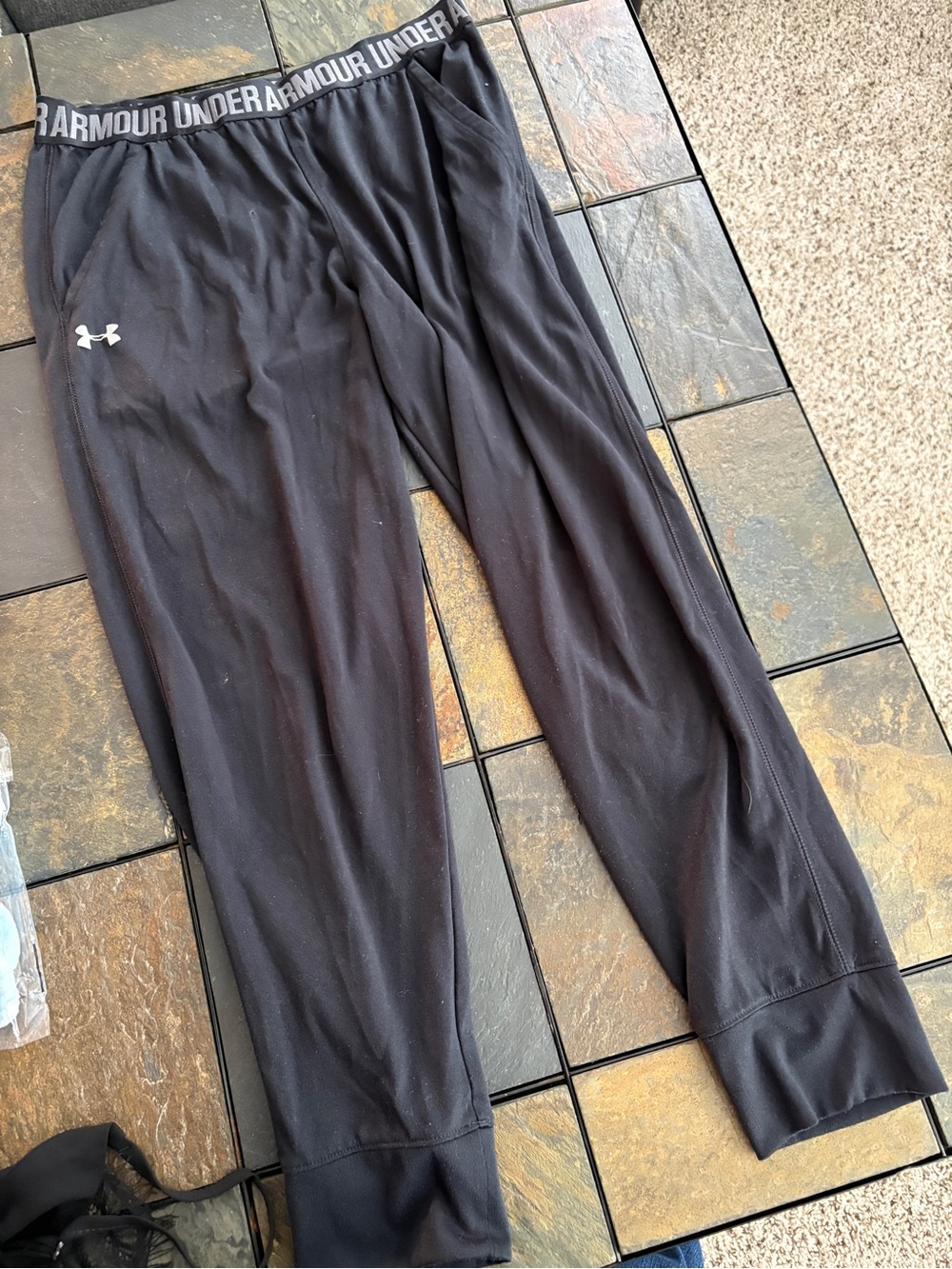 Under Armour Black Logo Waistband Athletic Joggers